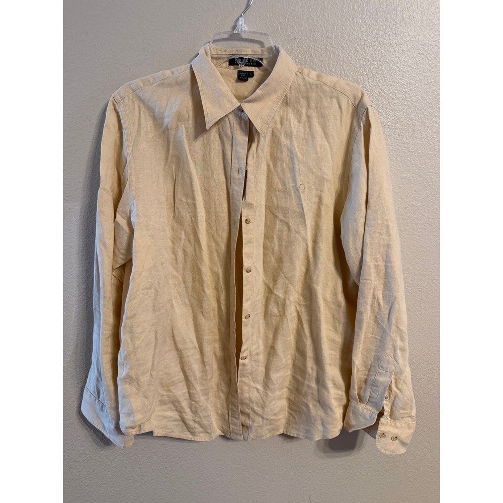 Lauren Ralph Lauren Light Beige Linen Button-Front Shirt